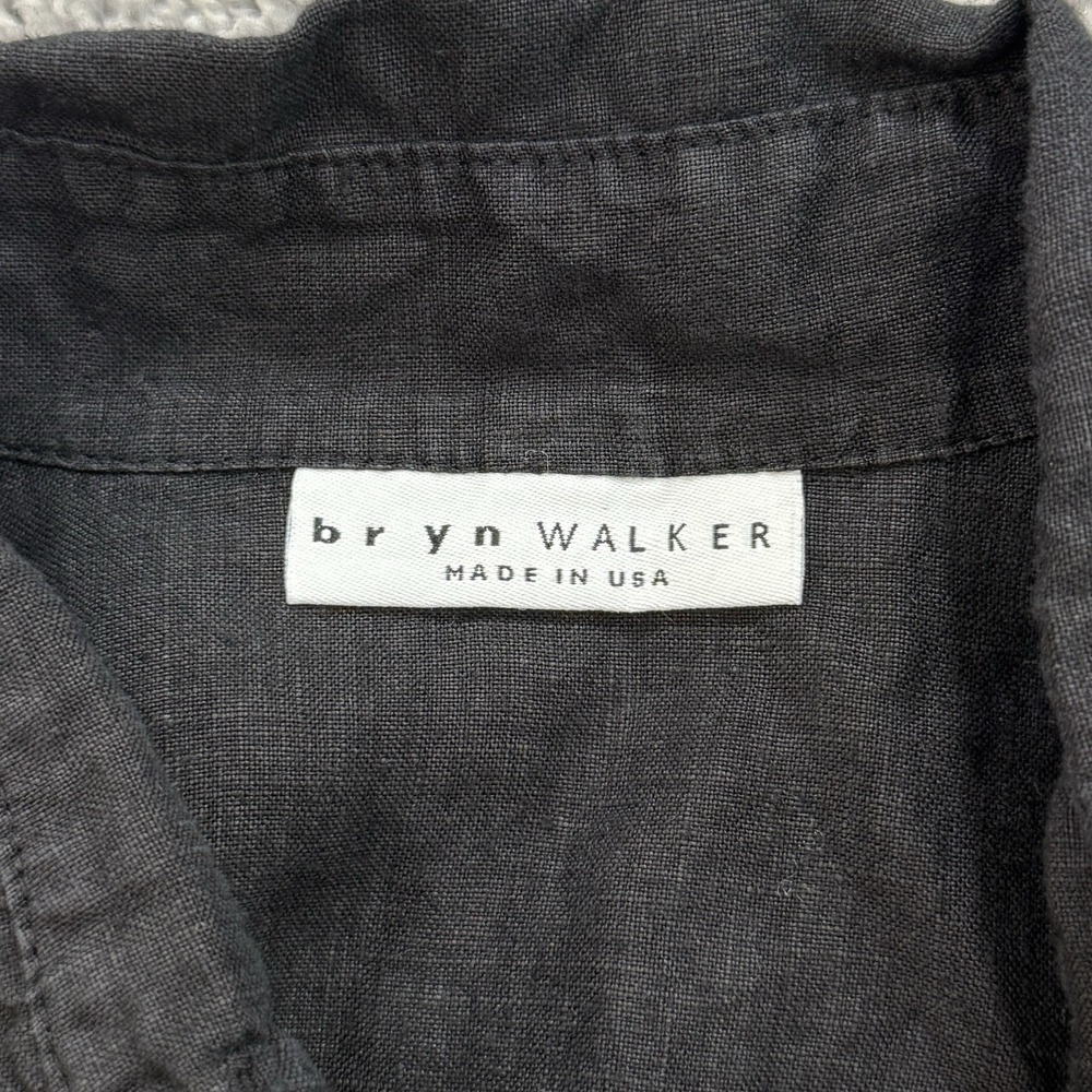 Bryn Walker 100% Linen Top XXL Black Lagenlook Boho USA Button Up Tunic Chic - Picture 2 of 14